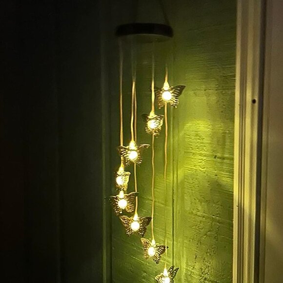 NEW Solar Butterfly Wind Chimes Outdoor Hanging -  Butterfly Waterproof Lights - Picture 10 of 10